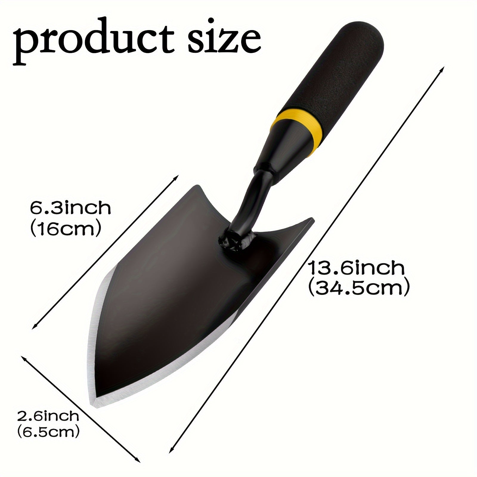 Pelle de jardin en acier carbone robuste Poignée ergonomique en caoutchouc, idéale pour planter, creuser et transplanter, outil durable pour jardinage et entretien des sols.