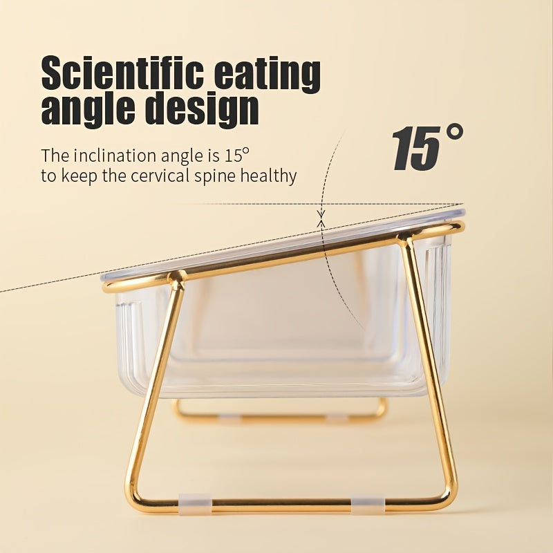 Bol double transparent vertical pour chats, facilite alimentation et hydratation, pratique et ergonomique, accessoire essentiel pour le bien-être félin.