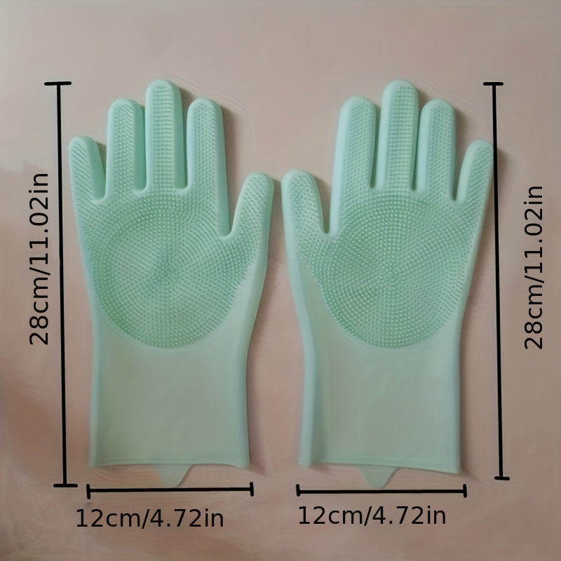 Gants 2-en-1 : double usage pour vaisselle et nettoyage, surface texturée, légers et durables. Conviennent cuisine, salle de bain et bain des animaux.