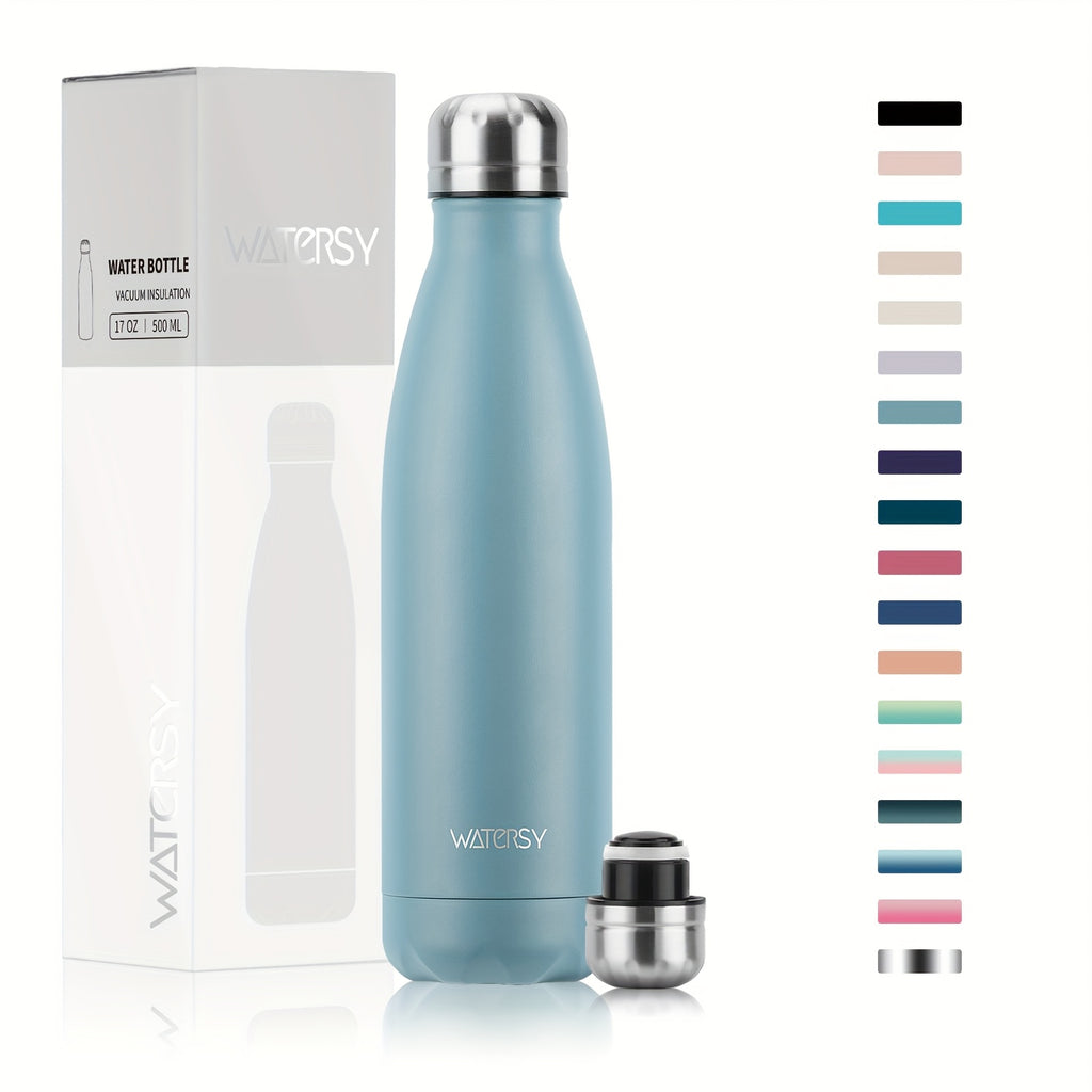 1pcs WATERSY Stainless Steel Water Bottle, 24 Hours Cold and 12 Hours Hot - Vacuum Sport Water Bottle - Perfect thermal flask, Insulated Bottles for Sports, Running, Cycling - 17oz/500ml
