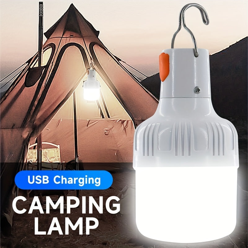 Ampoule LED Rechargeable USB : Portable, haute luminosité, avec crochet, idéale pour camping, aventures, pêche et situations d’urgence.