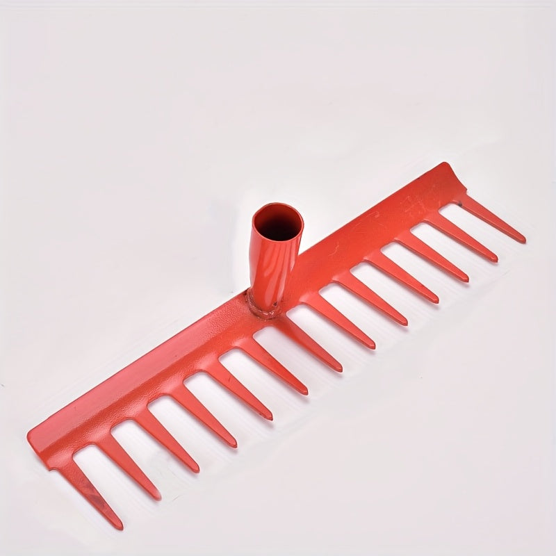 1pc Heavy-Duty Metal Garden Weeding &amp; Leaf Rake - Ergonomic Handle, Durable Metal Tines for Efficient Weed Removal, Ideal for Outdoor Lawn &amp; Garden Maintenance, Garden Weeding Tool, Sturdy Construction, Robust Tool Design