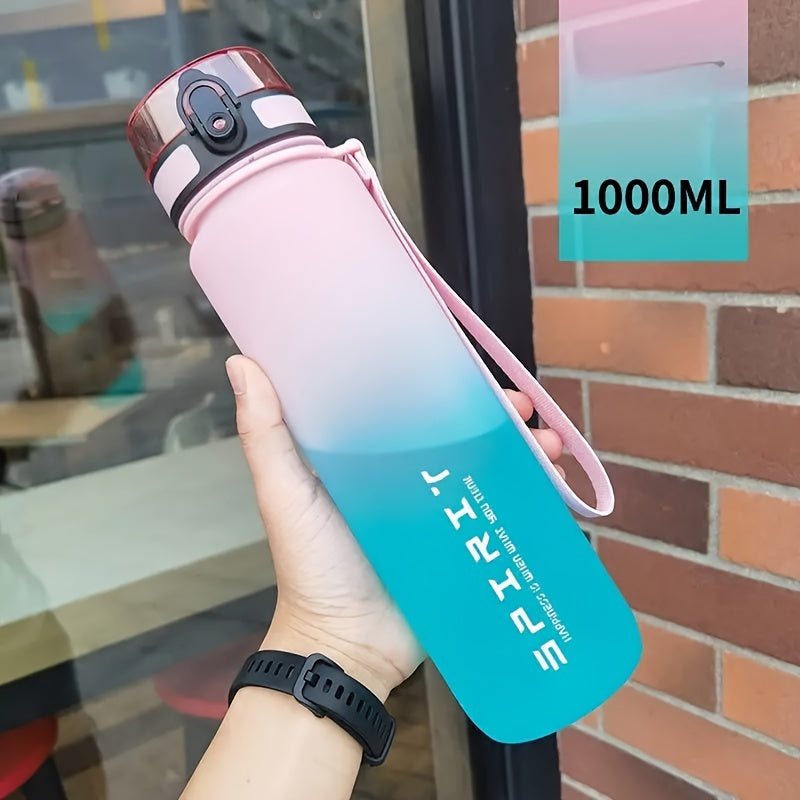 1pc 21.98oz/33.81oz Portable Sports Fitness Travel Water Bottle, Gradient Plastic Drinking Bottle For Men &amp; Women