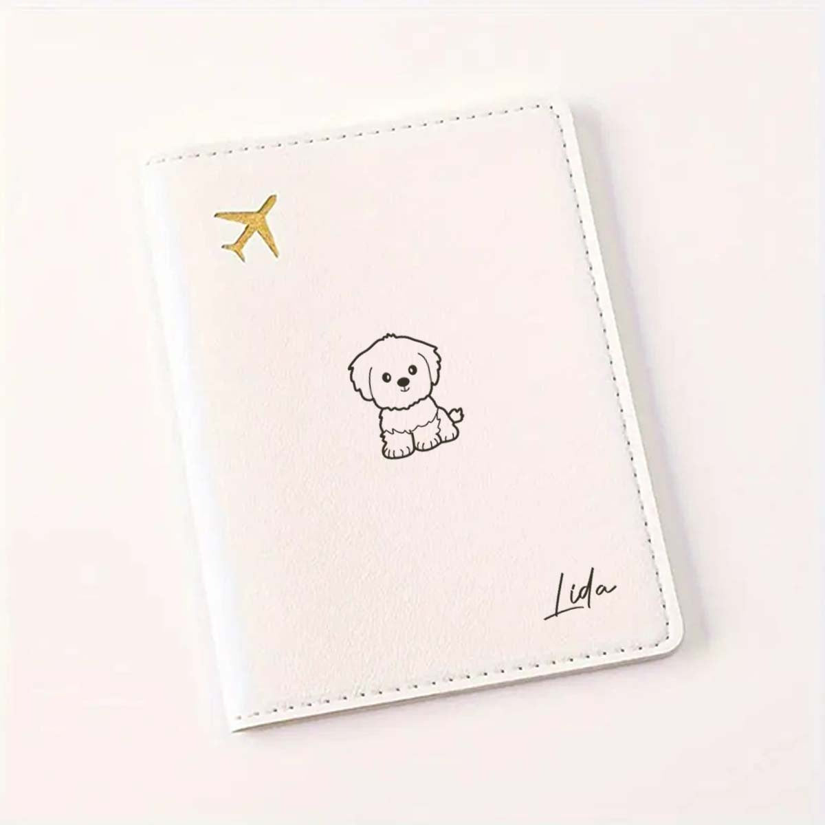 1pc of Personalized Passport Book Featuring a Stylish Dog Design, Along with a Minimalist Airplane Passport Tag, Perfect for Travel. This Fashionable Passport Holder Is Ideal for Business Trips And Organizing Travel Documents