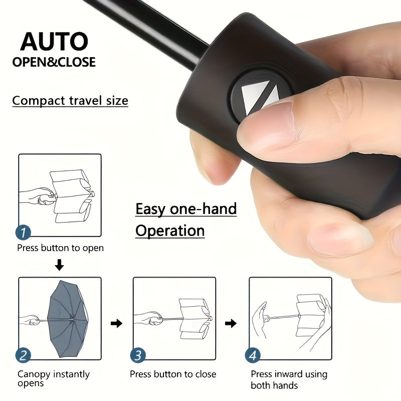 Parapluie pliant 8 branches, coloré, unisexe, usage professionnel ou quotidien, robuste, élégant, parfait cadeau, toile durable et design moderne.