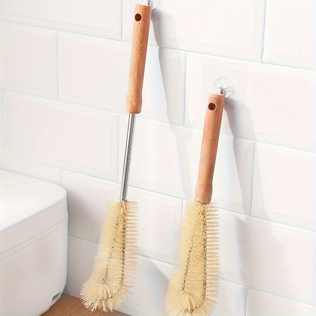 4pcs Multi-Size Cleaning Brush Set with Wooden Handles - Reusable, Easy-Grip Design for Effortless Kitchen, Youngsters Bottle, and Household Cleaning - Includes Long Handle Brush with Hanging Hole, Cleaning Tools