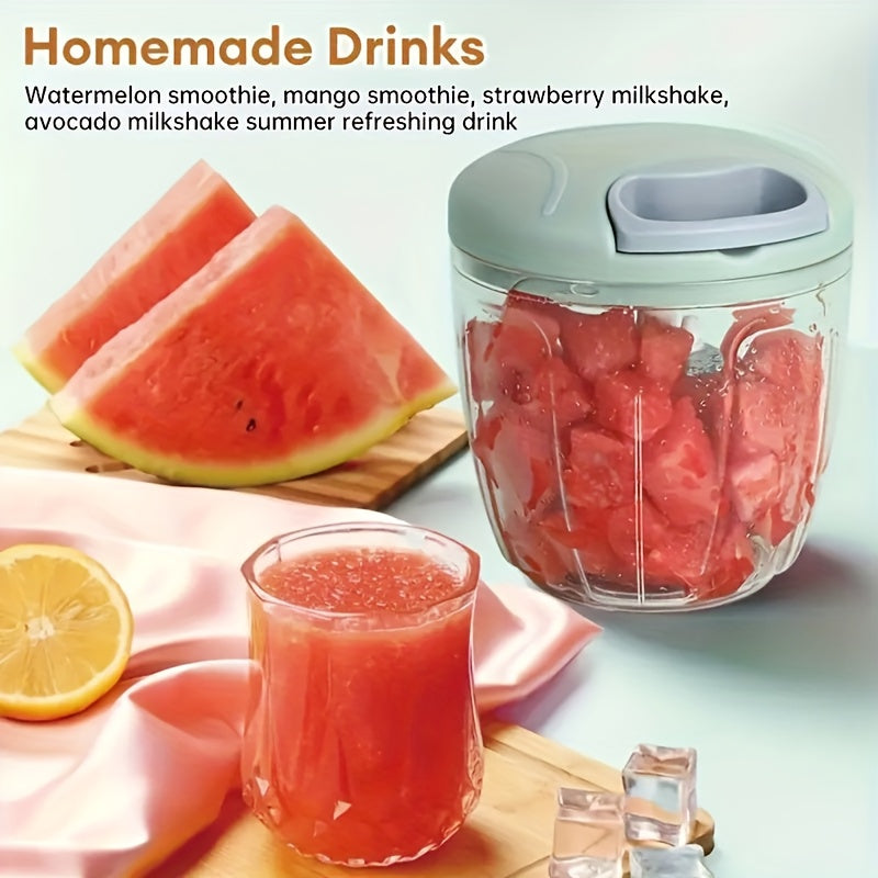 170ml/500ml/900ml Manual Food Chopper, Spice and Herb Grinder - Multifunctional Garlic Press, Vegetable Cutter, and Meat Grinder with Stainless Steel Blades, ABS Plastic Container, Perfect for Quick Garlic Preparation at Home