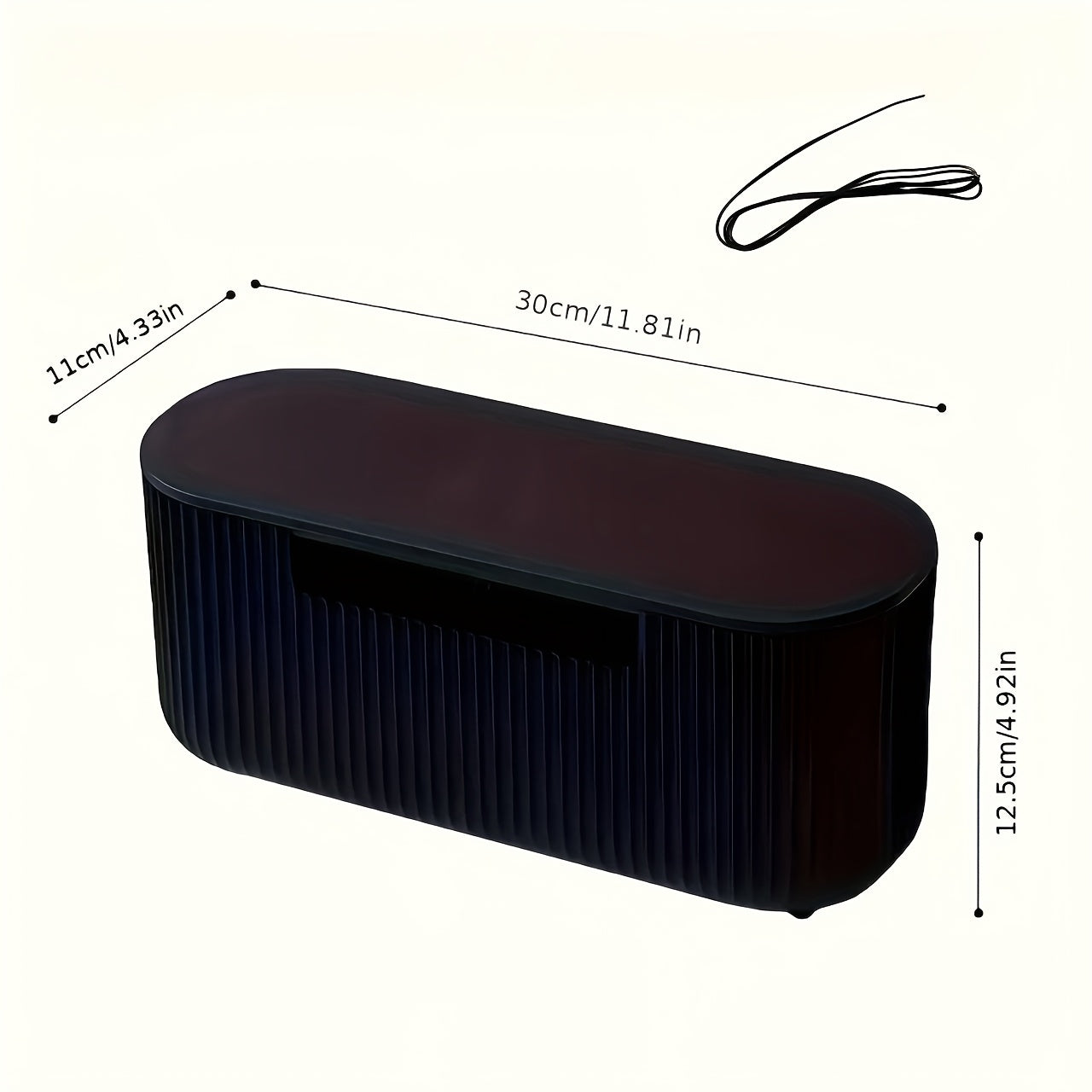 Boîte organiseur de câbles en plastique texturé, avec attaches offertes, pour cordons d’alimentation et données, robuste, multifonction, idéale maison et bureau.