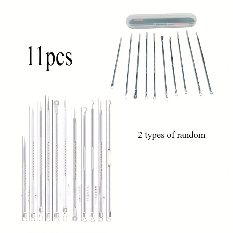11pcs Professional Needle Set - Ultra-Fine No.5 Blackhead Remover, Pimple Picker &amp; Facial Pore Cleaner, Stainless Steel, Ideal for Normal Skin Types