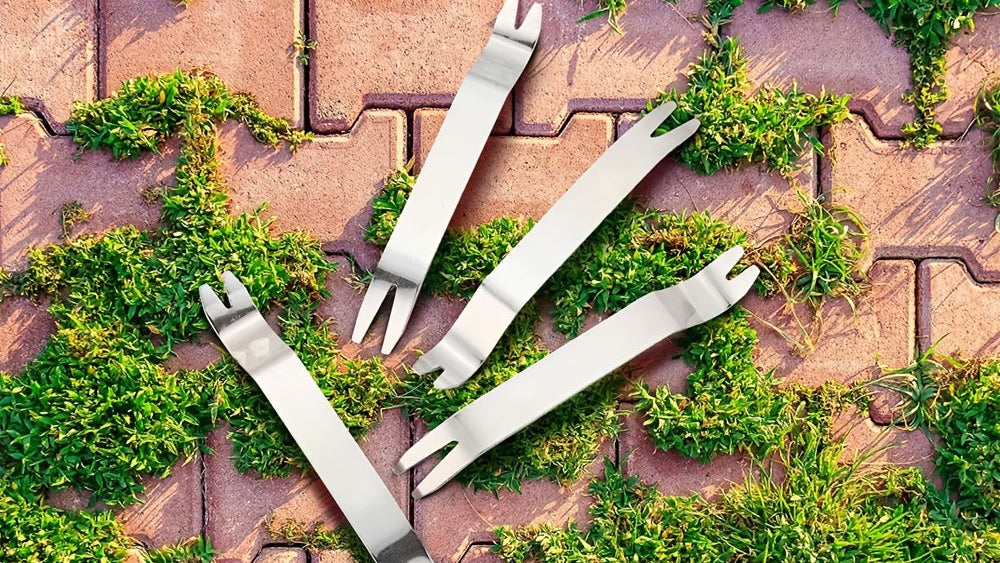 Lot de 2 extracteurs de pavés en acier inoxydable, pour relever ou remplacer briques affaissées dans jardin, pelouse ou terrasse.