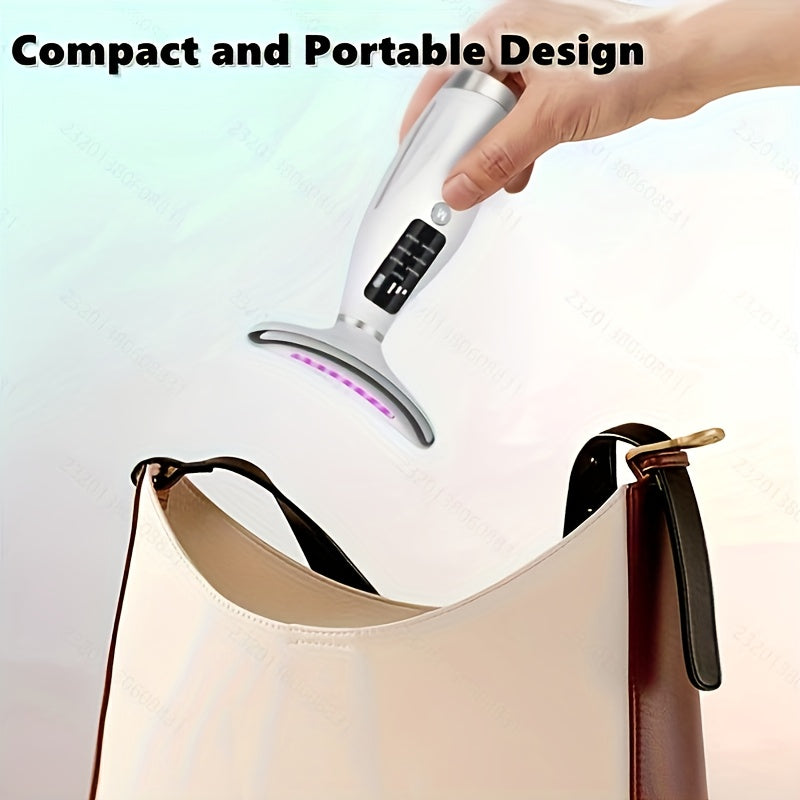 Appareil de soin visage et cou rechargeable, 7 modes, massage vibrant et chauffant, design ergonomique, améliore routine beauté à domicile.