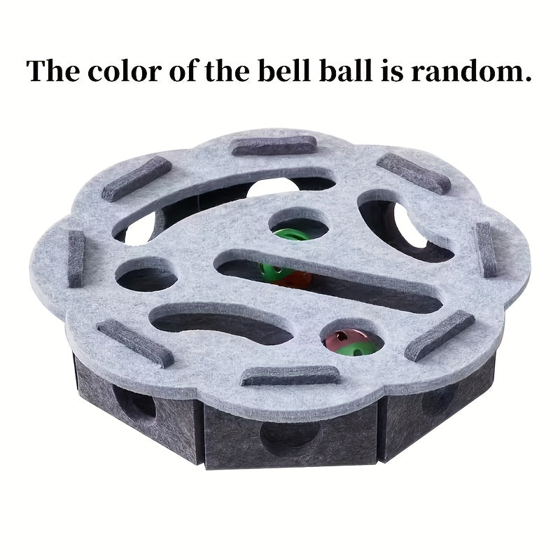 Interactive Cat Toy with Maze Tunnel &amp; Bell Ball - Durable Felt Material, No Batteries Needed, Geometric Design for Indoor Cats, Mental Stimulation &amp; Exercise, All Breeds &amp; Sizes, Cat Toy Interactive, Playful Design, Sturdy C