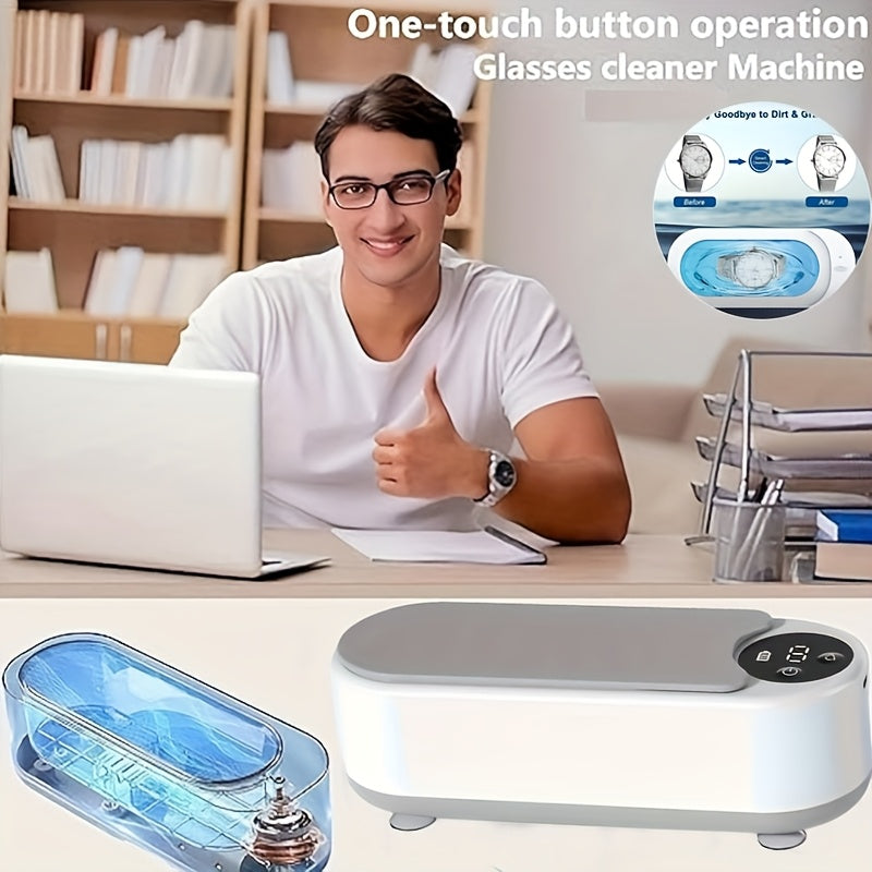 Machine de nettoyage multifonction portable, rechargeable USB, vibration haute fréquence, idéale pour bijoux, lunettes, montres et usage domestique.