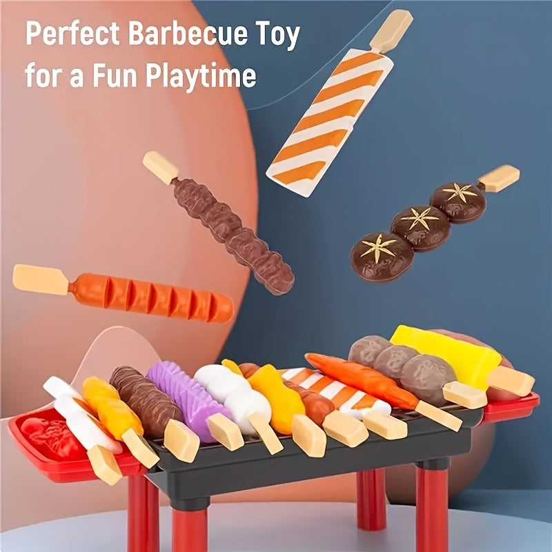 Set de jeux de cuisine, aliments et accessoires de barbecue simulés, idéal pour stimuler imagination et apprentissage des enfants.