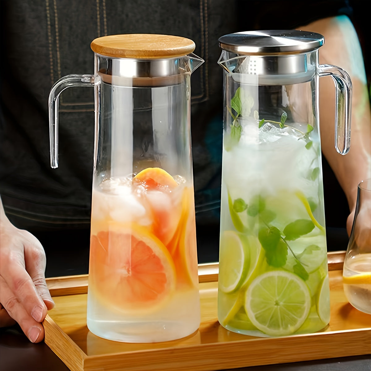 1pc Juice Jug with Handle, Home Use, Heat Resistant, for Iced Tea And Beverage, Large Capacity Container, Refrigerator Water Bottle, Lemon Water Bottle, Suitable for Home And Office Use