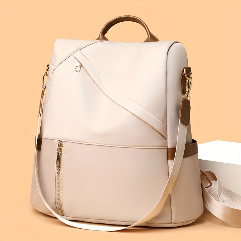 Women's Large Capacity Soft Backpack with Nylon - / Solid Color Bookbag, Commuter, Travel &amp; Laptop Carrier (Zipper Closure, Practical Pockets)