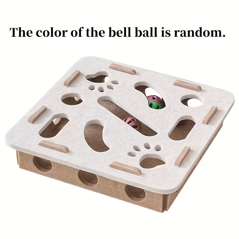 Interactive Cat Toy with Maze Tunnel &amp; Bell Ball - Durable Felt Material, No Batteries Needed, Geometric Design for Indoor Cats, Mental Stimulation &amp; Exercise, All Breeds &amp; Sizes, Cat Toy Interactive, Playful Design, Sturdy C