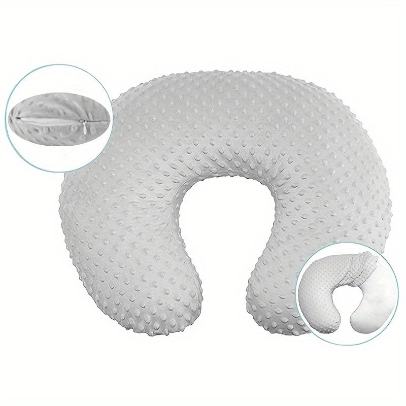 Housse de coussin d’allaitement gris doux, amovible et lavable en machine, respirante, ergonomique, idéale pour un confort optimal pendant l’allaitement.