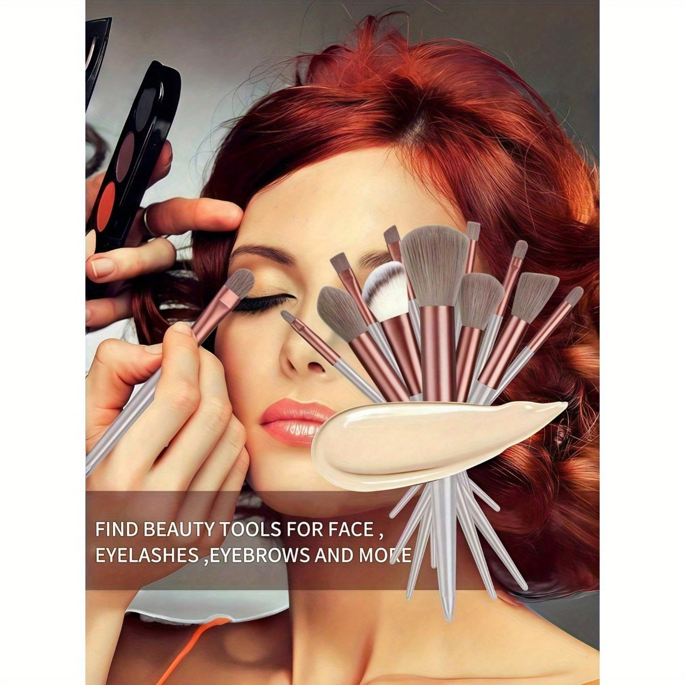 Set de 13 pinceaux de maquillage professionnels à poils doux, pour yeux, fond de teint, blush et applications cosmétiques précises.