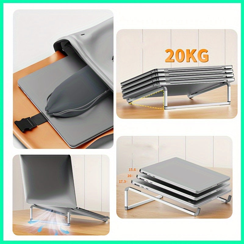 Sleek Aluminum Alloy Laptop Stand - Adjustable, Foldable &amp; Portable, with Sturdy Metal Frame for Desk &amp; Travel Use