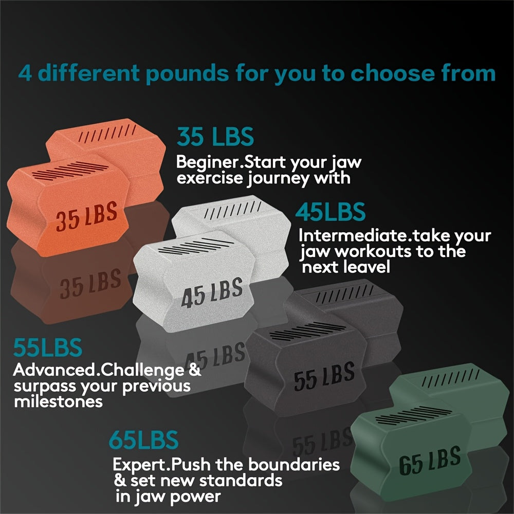 Lot de 4 exerciteurs de mâchoire, silicone, 4 niveaux de résistance, entraînement des muscles faciaux pour hommes et femmes.