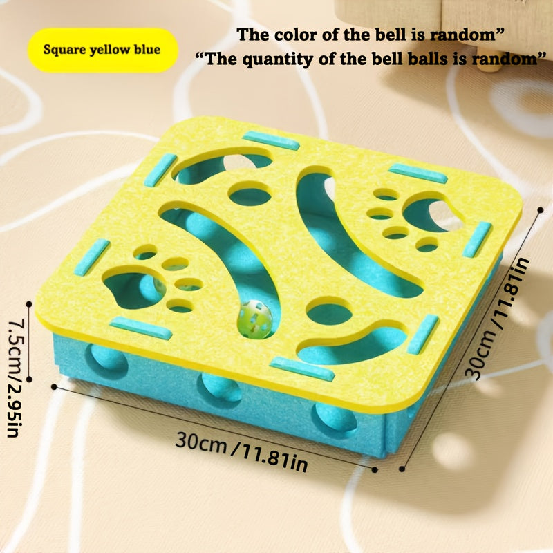 Interactive Cat Toy with Maze Tunnel &amp; Bell Ball - Durable Felt Material, No Batteries Needed, Geometric Design for Indoor Cats, Mental Stimulation &amp; Exercise, All Breeds &amp; Sizes, Cat Toy Interactive, Playful Design, Sturdy C