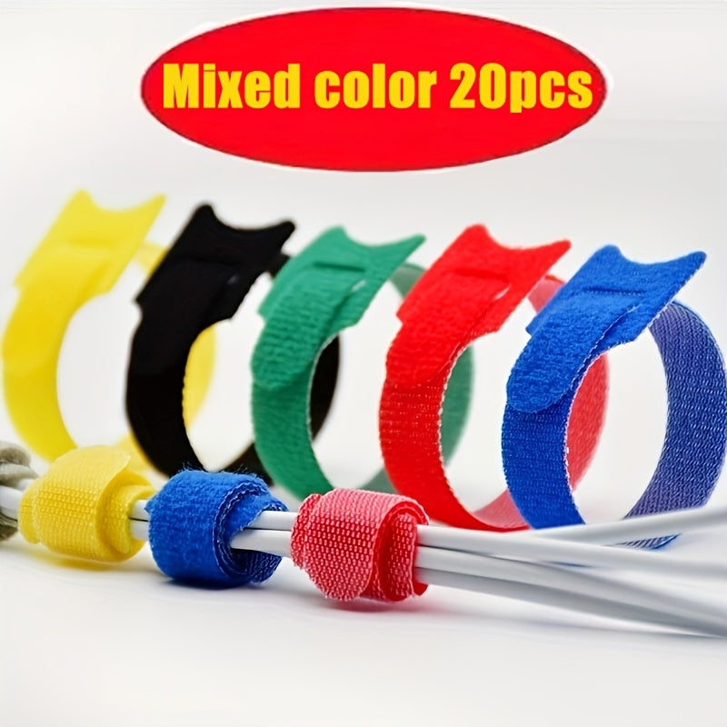 Lot de 20/50 sangles en nylon réutilisables, auto-adhésives, souples et durables, parfaites pour organiser câbles, bureau ou usage quotidien.