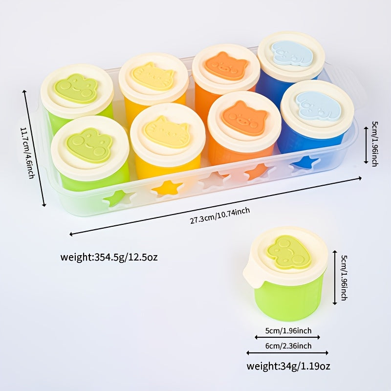 Frozen Food Storage Containers with Lids for Homemade Baby Purees, Vegetables &amp; Fruits, 8-Pack Mini Ice Tray Molds