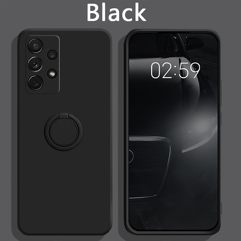 Coque liquide premium pour Samsung, antichoc, avec anneau magnétique intégré, offrant protection renforcée et support pratique pour une utilisation mains libres.