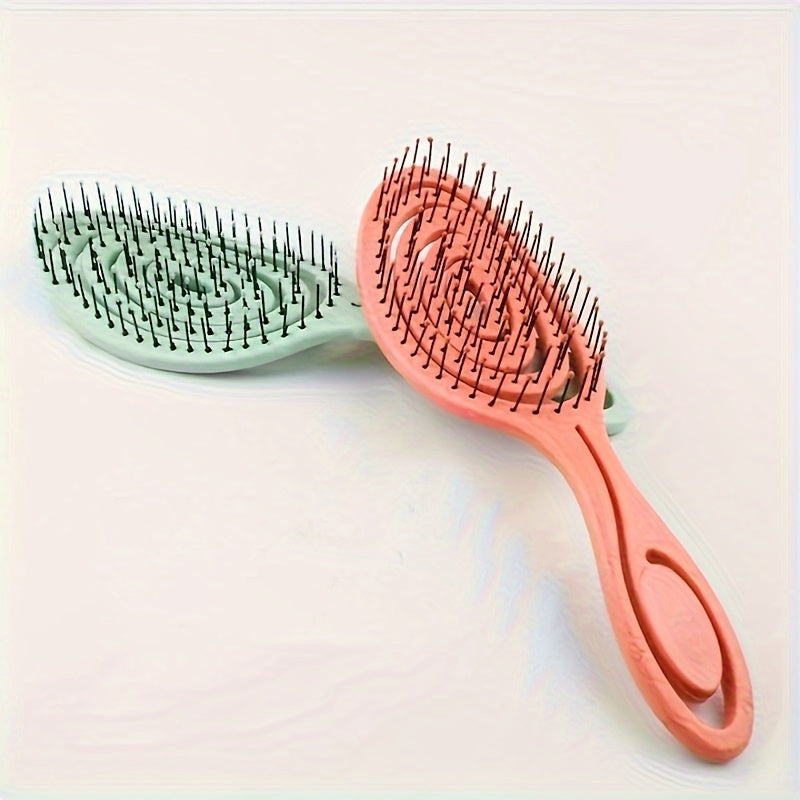 Peigne coiffure oval ajouré, démêlage facile pour cheveux secs ou mouillés, design ergonomique et pratique.