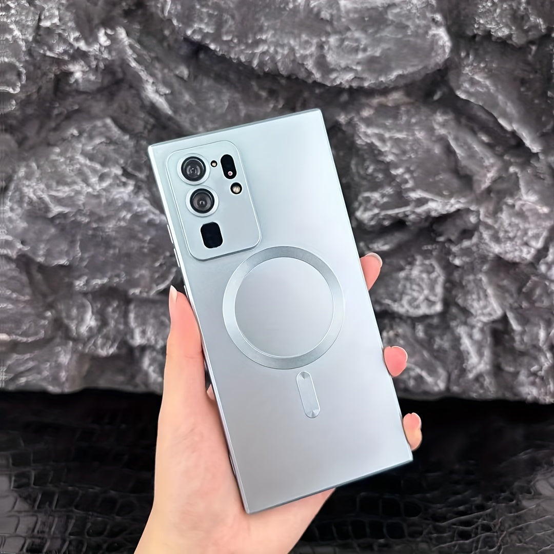 Coque transparente plaquée compatible charge magnétique sans fil, antichoc, pour Samsung Galaxy S20 à S23, offrant protection et style épuré.