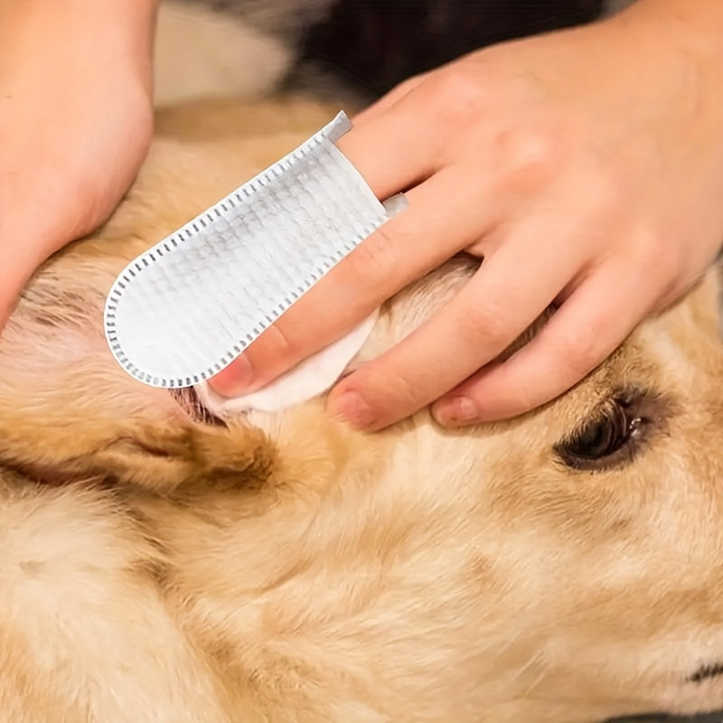 Couvre-doigts jetables pour nettoyage d'animaux (100 pcs). Idéal pour enlever le tartre, nettoyer les oreilles et assurer une haleine fraîche.