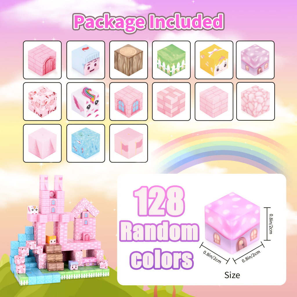 Blocs magnétiques pour enfants, 64-160 pcs, jouet éducatif STEM, construction DIY, idéal pour anniversaire, Pâques ou Noël.