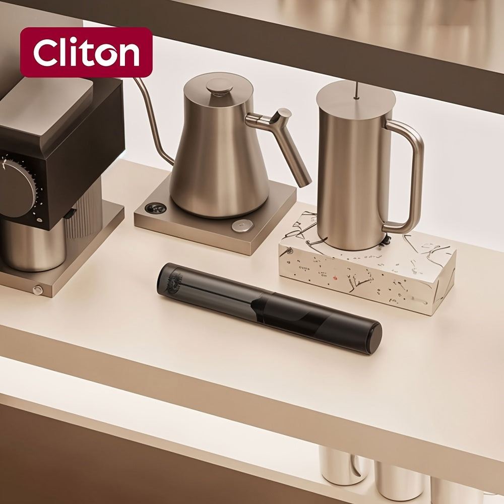 CLITON Electric Handheld Milk Frother with Storage Sleeve - Portable - Milk Shaker Suitable for Latte, Cappuccino, Protein Smoothies - Compact Milk Mixer with Froth Enhancer, Ideal for, Travel &amp; Gifts