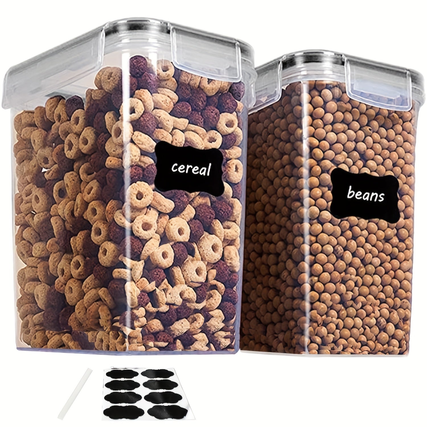 2/6pcs Cereal Storage Container Set 1.6L / 54oz, for Cereal,Flour,Sugar,Baking Supplies, Plastic Airtight Food Storage Containers,with Labels