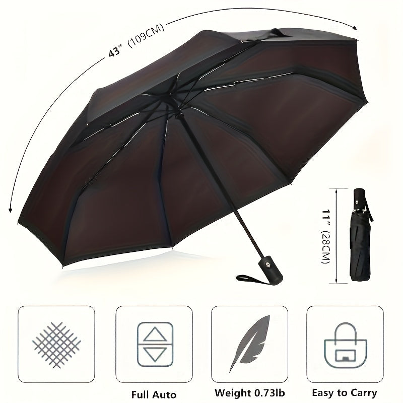 Parapluie pliant 8 branches, coloré, unisexe, usage professionnel ou quotidien, robuste, élégant, parfait cadeau, toile durable et design moderne.