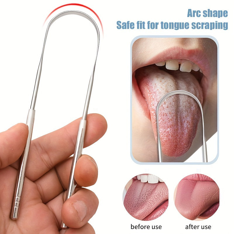 3pcs Stainless Steel Tongue Scraper Set, Dual-Sided Oral Hygiene Tool, Easy to Clean &amp; Portable, Halloween Gift