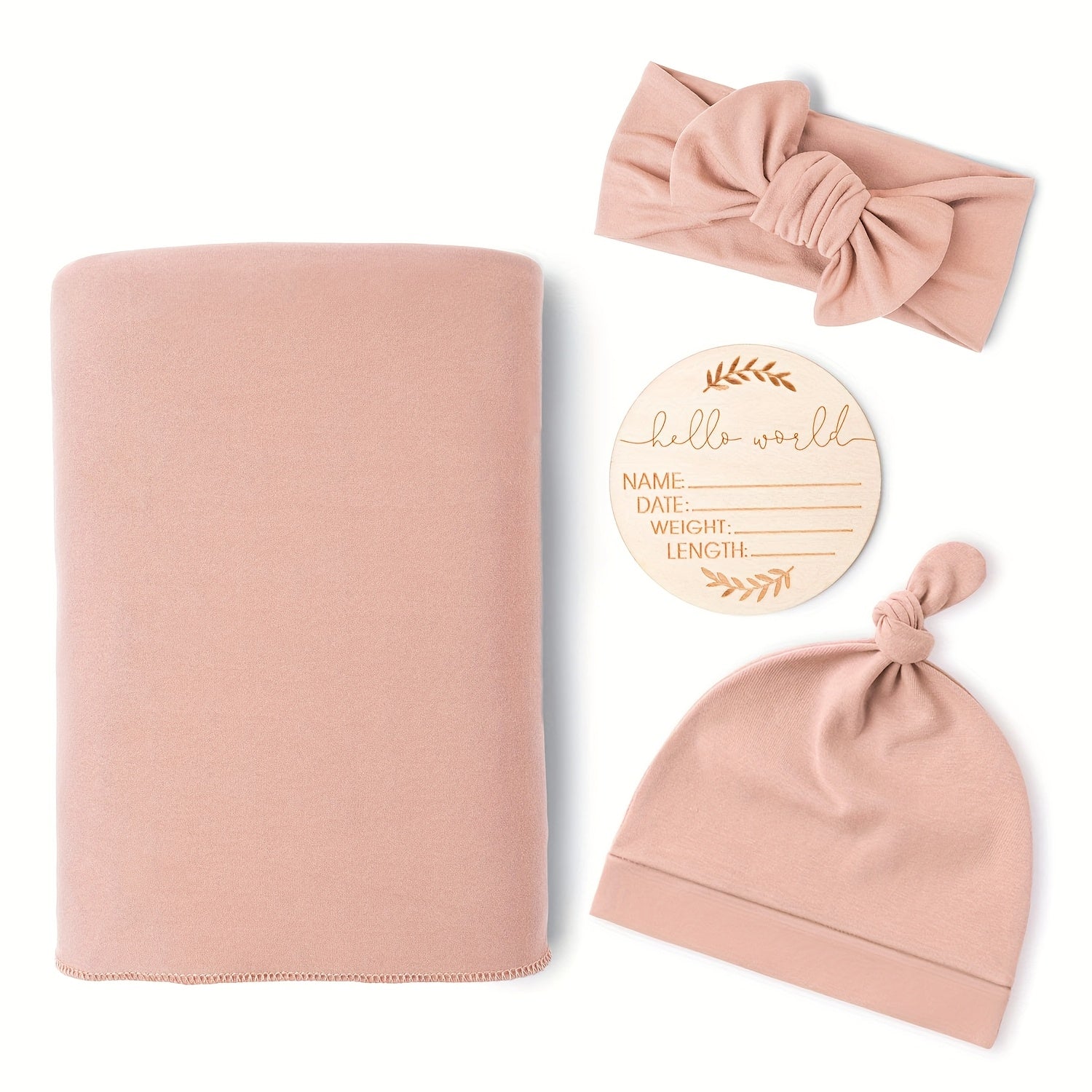 CINCOBEBÉ Newborn Swaddle Blanket &amp; Hat Set - Soft Polyester Baby Wrap with Floral Pattern, Machine Washable, Includes Headband &amp; Monthly Card, Perfect Gift for Boys and Girls, Newborn Essentials|Floral Pattern Blanket|Polye