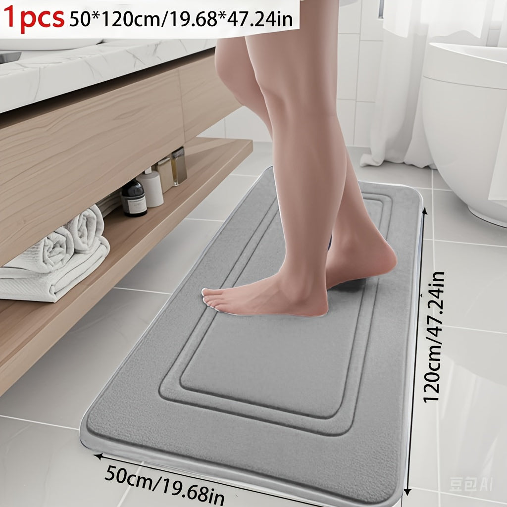 1pc Quick-Dry Bath Mat - Non-Slip Bathroom Mat with Geometric Pattern, Machine Washable Bath Mat, Soft Cushioned Floor Mat for Shower, Kitchen, Laundry, Bedroom - Beige/Neutral Colors, Durable Polyester Bathroom Decor, Bath M