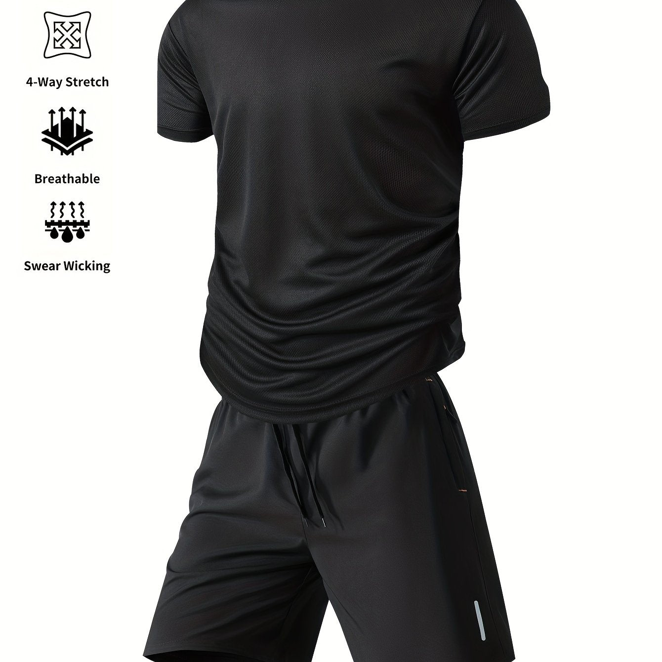 Ensemble sportif homme été, deux pièces, léger et respirant, parfait pour fitness, course, entraînement et loisirs actifs.