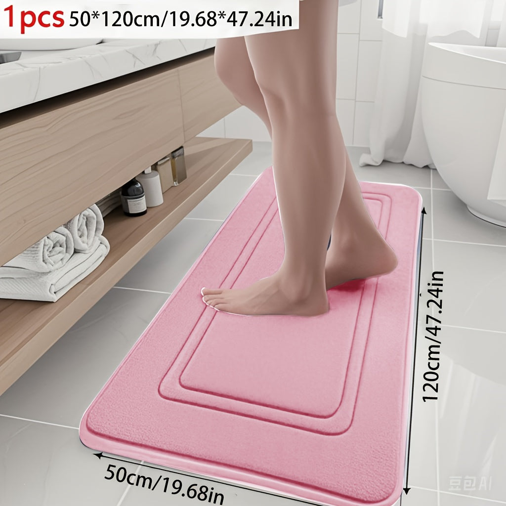 1pc Quick-Dry Bath Mat - Non-Slip Bathroom Mat with Geometric Pattern, Machine Washable Bath Mat, Soft Cushioned Floor Mat for Shower, Kitchen, Laundry, Bedroom - Beige/Neutral Colors, Durable Polyester Bathroom Decor, Bath M