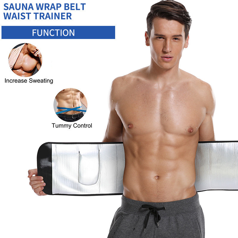 Ceinture sauna homme, ajustable, sculptante abdominale avec poches, absorbe la sueur, soutien posture, idéale entraînements et fitness.