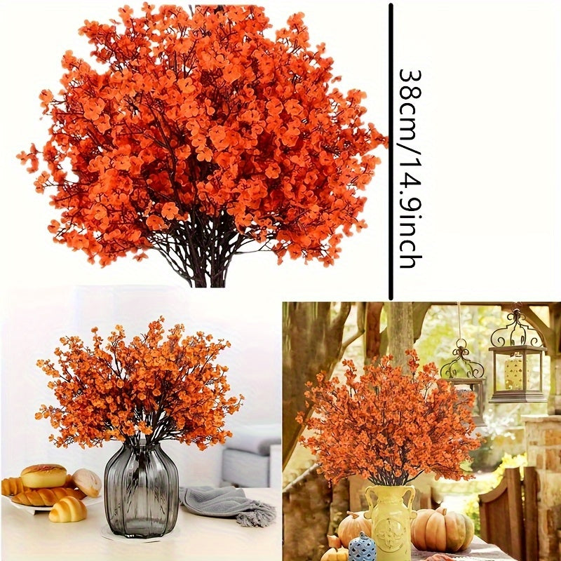Lot de 12 fleurs artificielles automnales orange Tissu réaliste, parfait pour décoration maison, cuisine, centre de table, chambre et fêtes comme mariages, Halloween ou Noël.