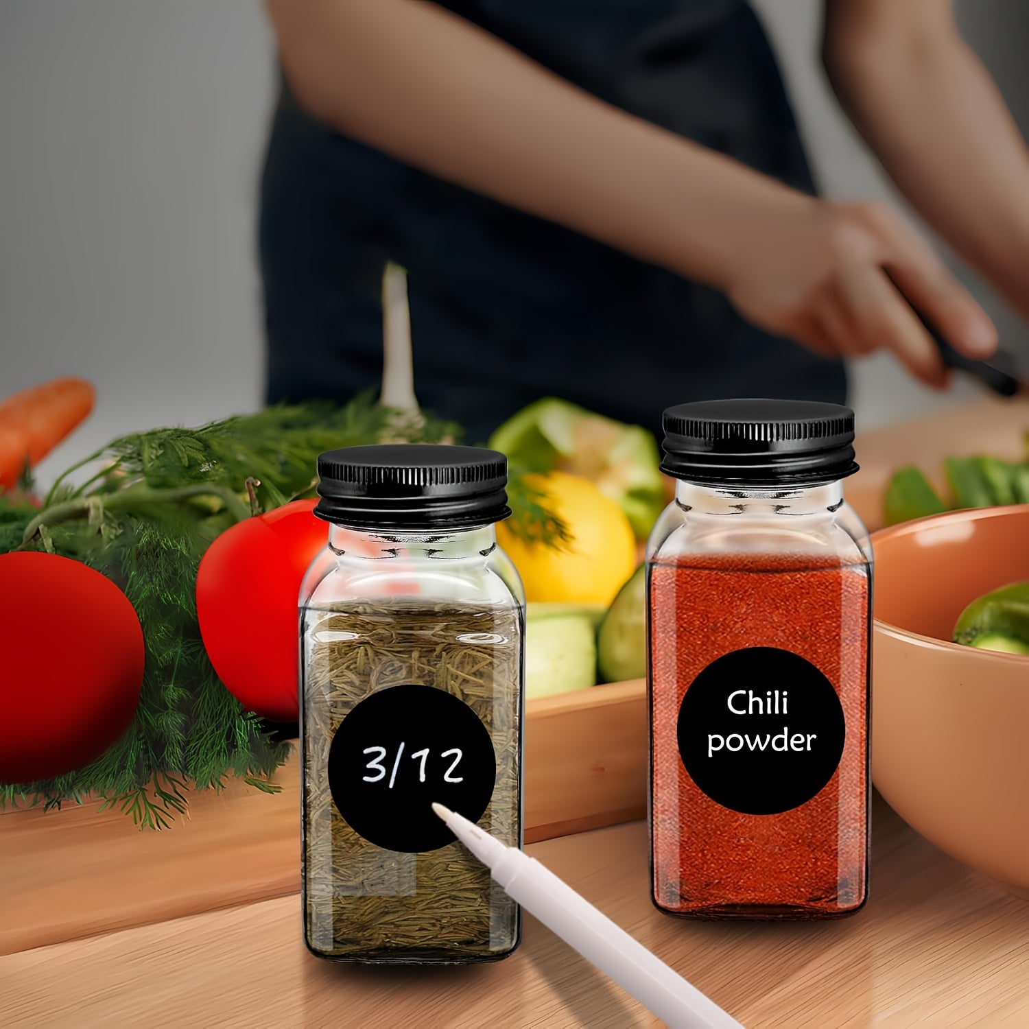 12/24pcs, Spice Jar Set, Plastic Spice Jar with Silvery Metal Lid, 160Ml Kitchen Seasoning Container, Kitchen Storage Bottle, Spice Jar with Lid And Label, Kitchen Supplies