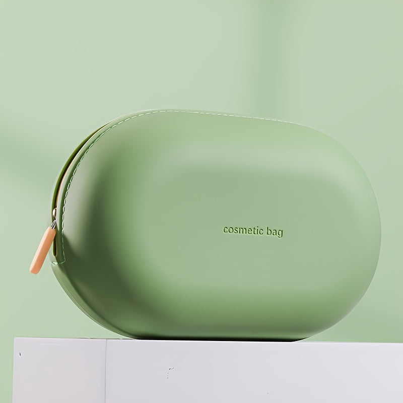 Trousse de toilette grande capacité en silicone, étanche, compartiments multiples, portable, idéale voyage et affaires, fermeture éclair durable, design minimaliste.