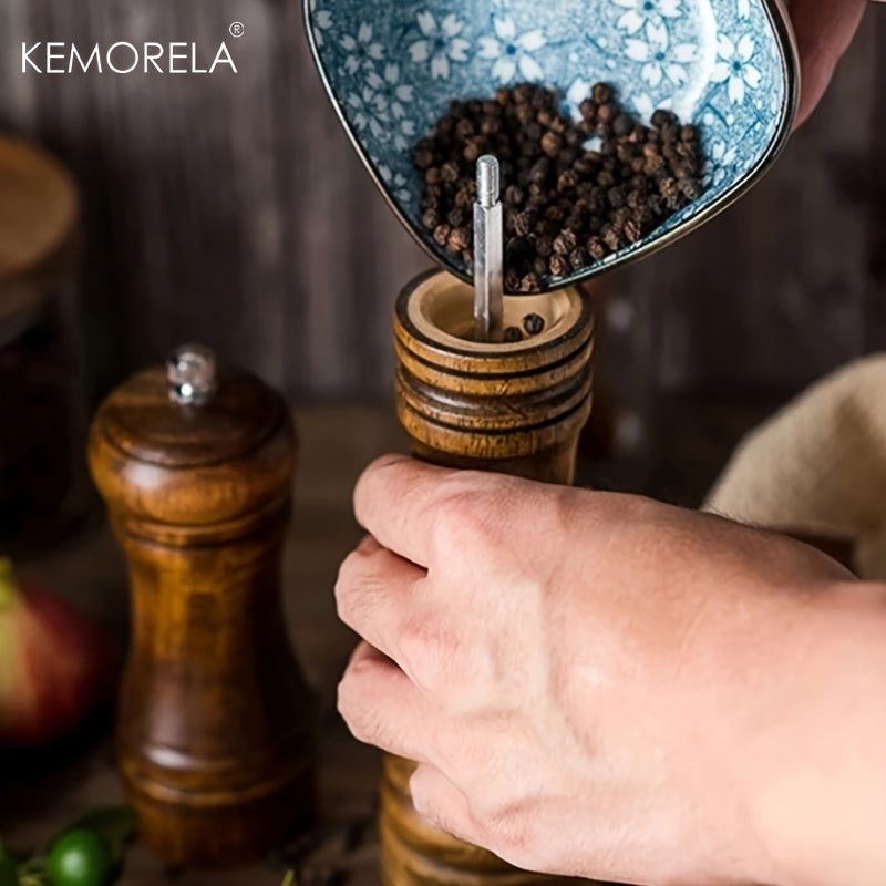 KEMORELA Handheld Manual Wooden Pepper Grinder - Classic Design, Durable Natural Material, Precision Grinding for Kitchen &amp; Dining, High-Quality Spice Mill, Culinary Accessories | Classic Kitchenware | Smooth Grip Design
