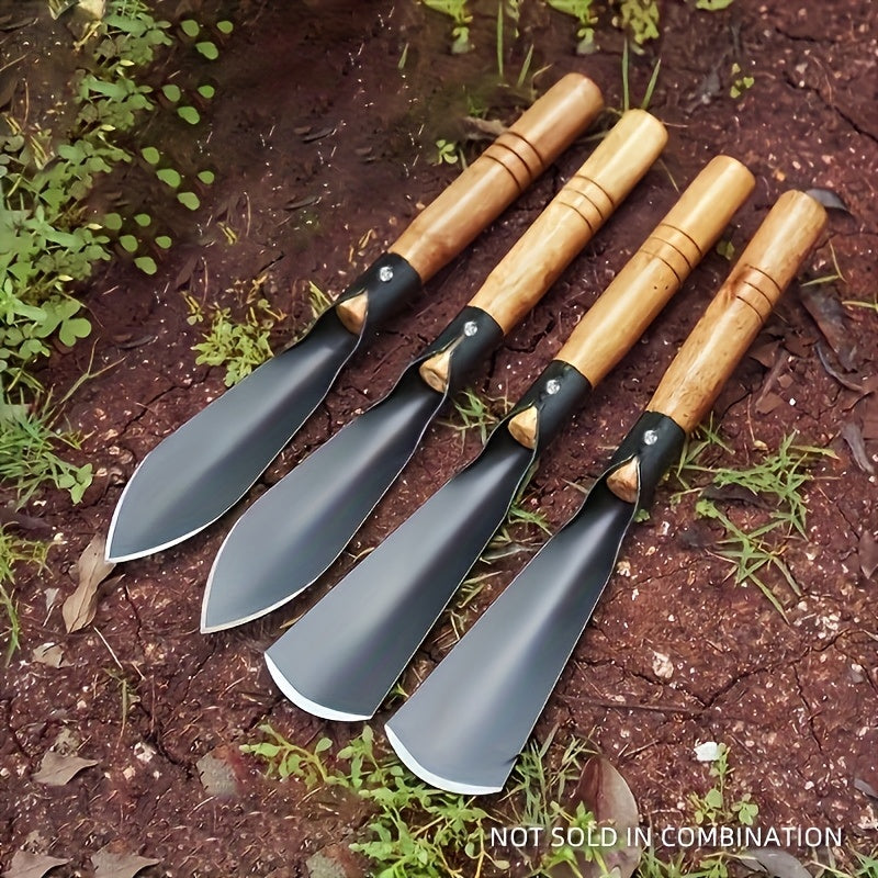 2-Pack Heavy Duty Gardening Shovels - 32.0cm Manganese Steel Garden Hand Shovels with Ergonomic Wooden Grip - Durable Metal Flower &amp; Vegetable Digging Tools Without Electricity