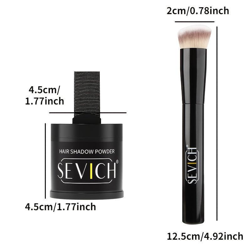 Kit poudre ombre cheveux Sevich avec pinceau, applique uniformément, camoufle instantanément racines et ligne capillaire, effet naturel et waterproof.