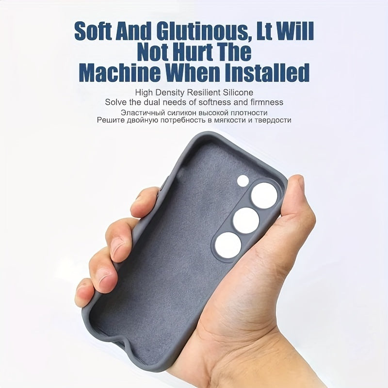 Coque carrée en silicone à bords droits pour Samsung Galaxy, offrant protection antichoc, prise en main sécurisée et design moderne minimaliste.