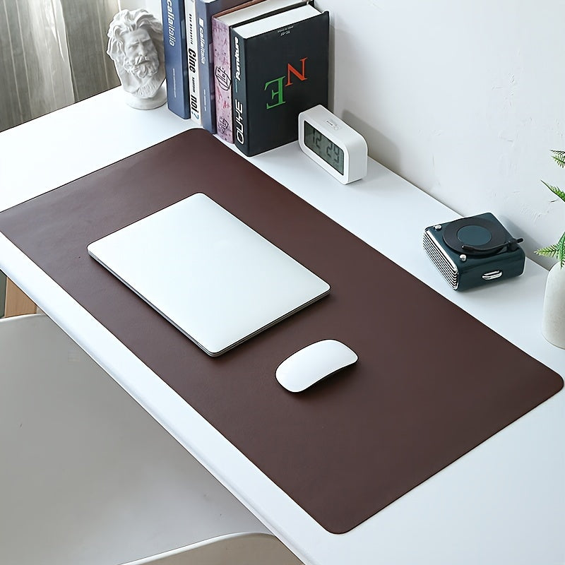 Tapis de souris en cuir PU, résistant à l’eau et aux taches, antidérapant, simple et élégant, adapté bureau, clavier et espace de travail.